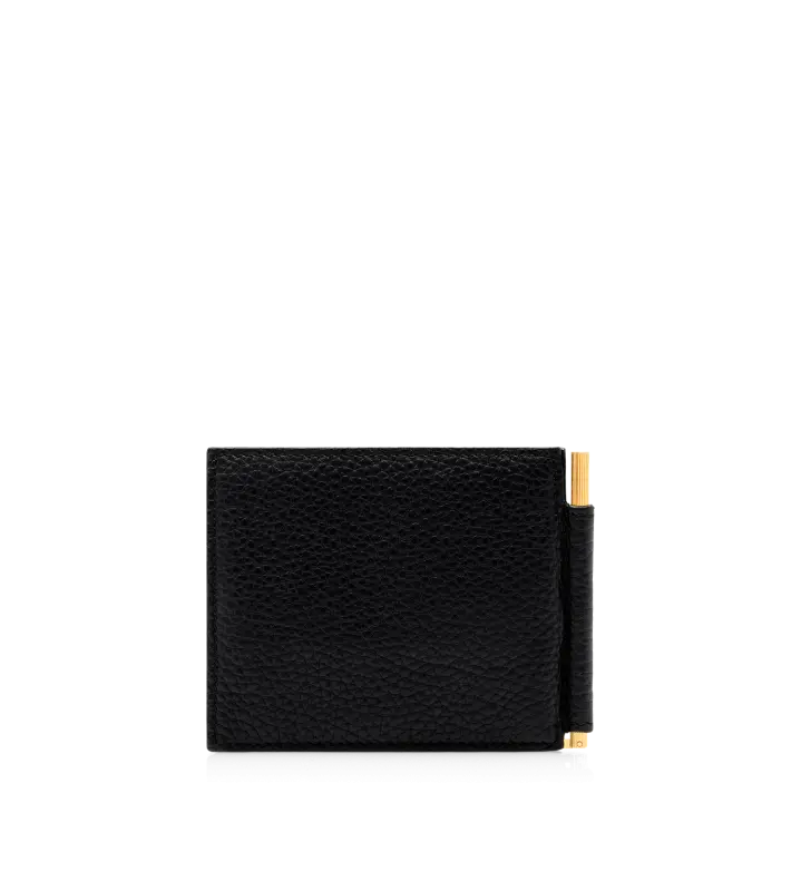 GRAINED LEATHER MONEY CLIP WALLET BLACK online